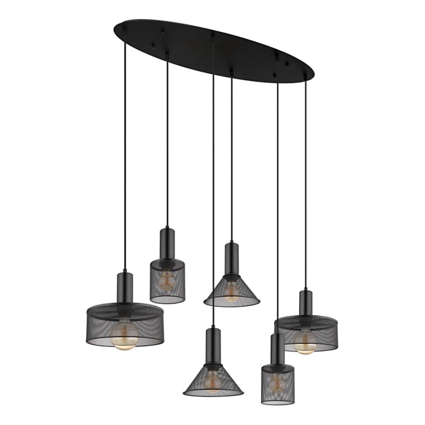 Globo 15648-6H - Luster na sajli JEDD 6xE27/60W/230V crna