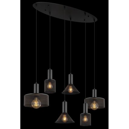 Globo 15648-6H - Luster na sajli JEDD 6xE27/60W/230V crna