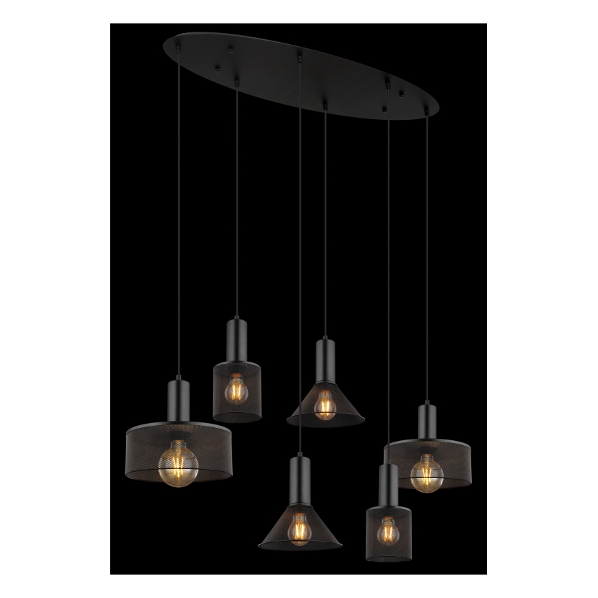 Globo 15648-6H - Luster na sajli JEDD 6xE27/60W/230V crna