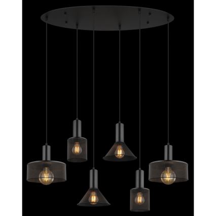 Globo 15648-6H - Luster na sajli JEDD 6xE27/60W/230V crna