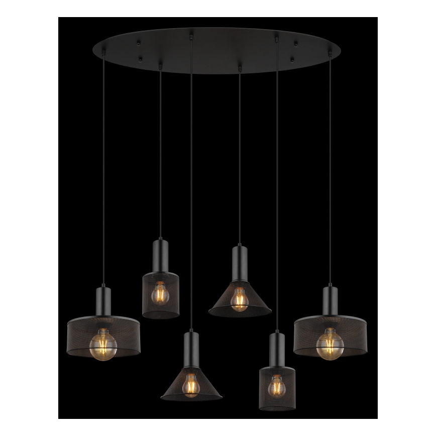 Globo 15648-6H - Luster na sajli JEDD 6xE27/60W/230V crna