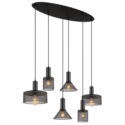 Globo 15648-6H - Luster na sajli JEDD 6xE27/60W/230V crna