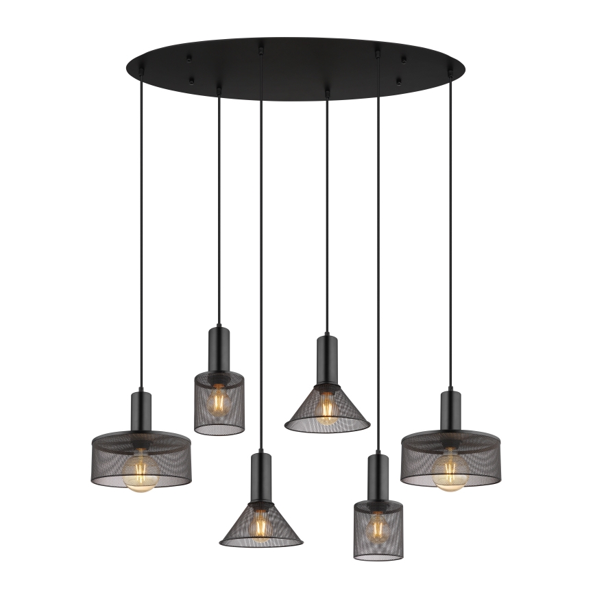 Globo 15648-6H - Luster na sajli JEDD 6xE27/60W/230V crna