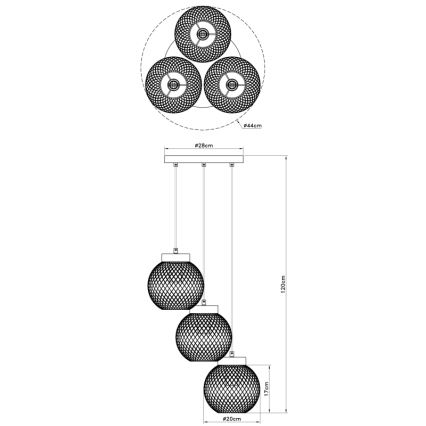 Globo - Luster na sajli 3xE27/60W/230V