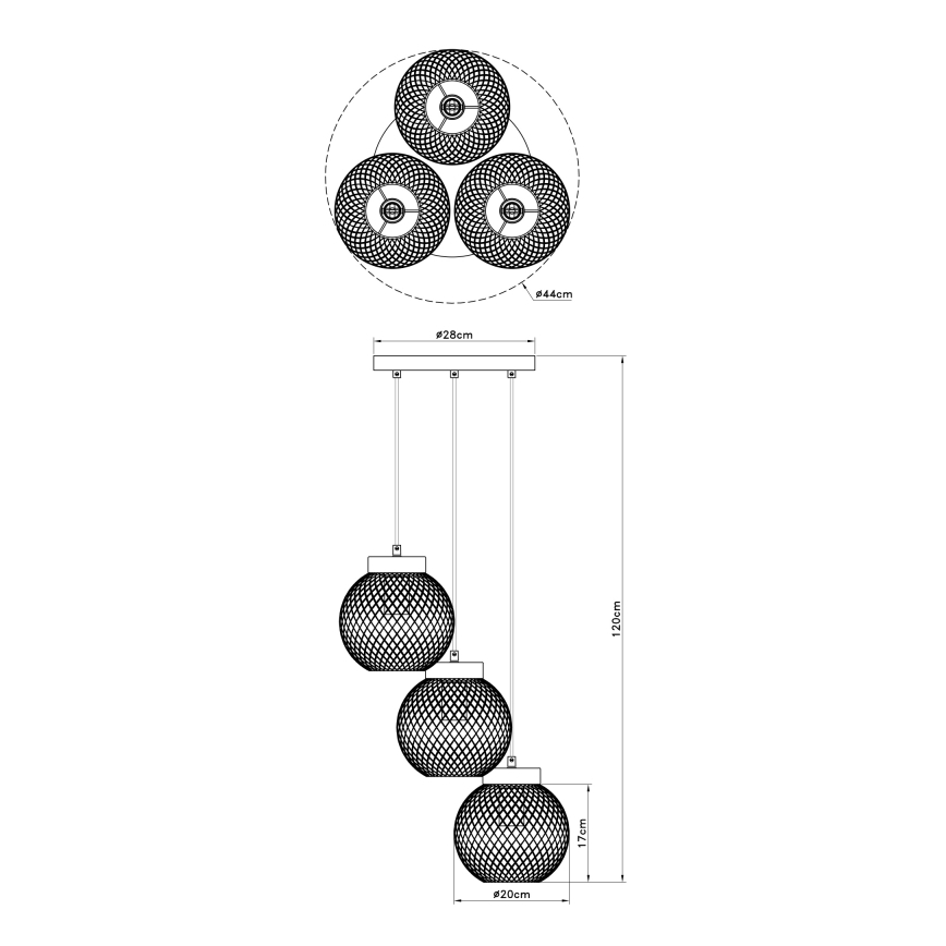 Globo - Luster na sajli 3xE27/60W/230V