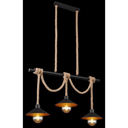 Globo 15690-3H - Luster na sajli DIANA 3xE27/60W/230V crni