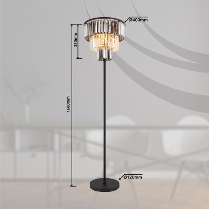 Globo - Podna lampa 3xE27/40W/230V pr. 40 cm crna