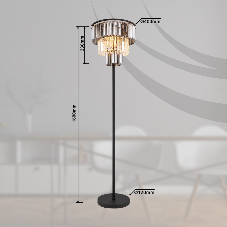 Globo - Podna lampa 3xE27/40W/230V pr. 40 cm crna