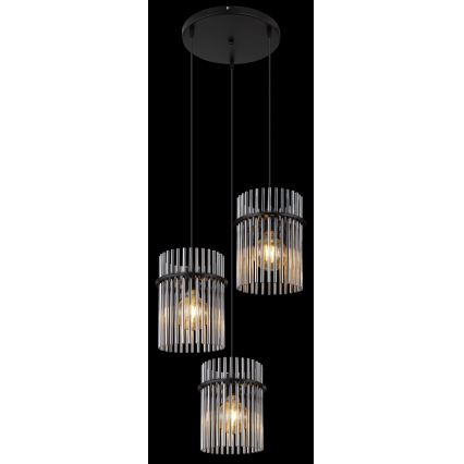 Globo - Luster na sajli 3xE27/60W/230V pr. 47 cm crna