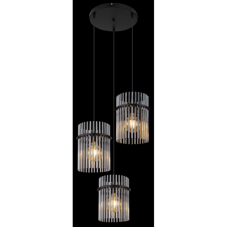 Globo - Luster na sajli 3xE27/60W/230V pr. 47 cm crna