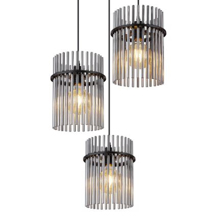 Globo - Luster na sajli 3xE27/60W/230V pr. 47 cm crna