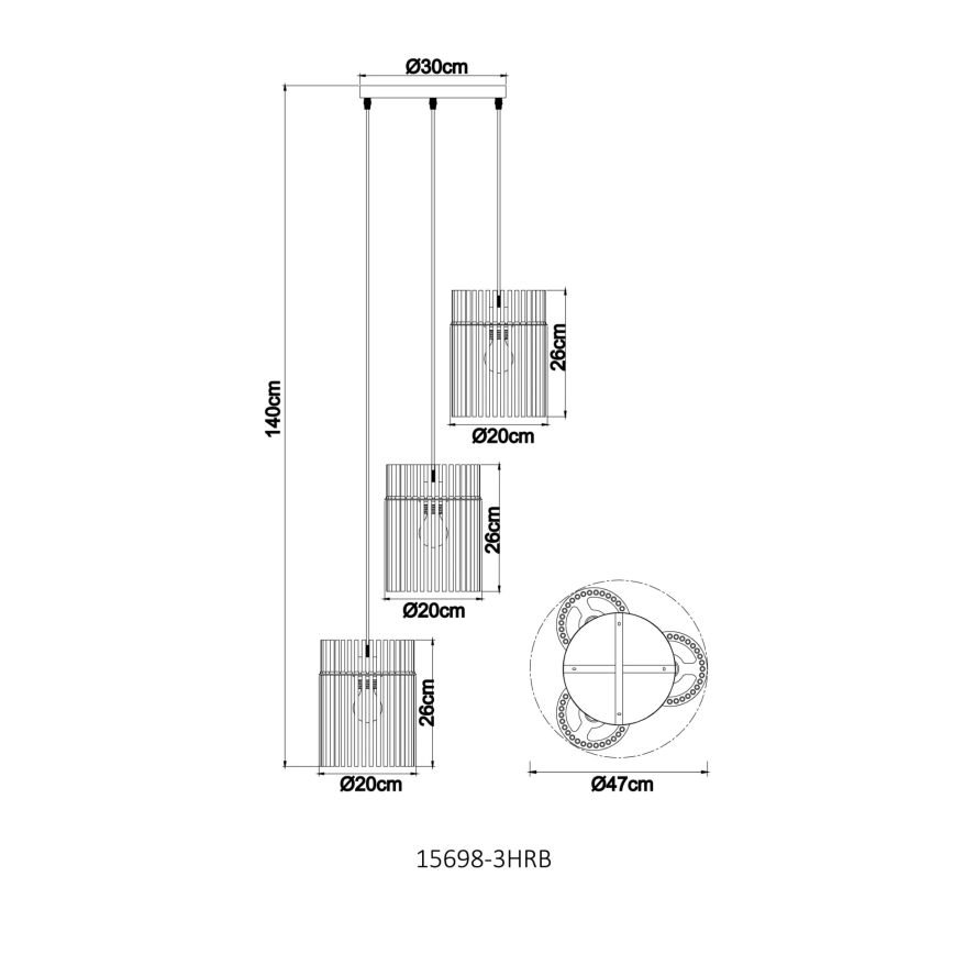 Globo - Luster na sajli 3xE27/60W/230V