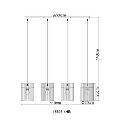 Globo - Viseći luster na sajli 4xE27/60W/230V