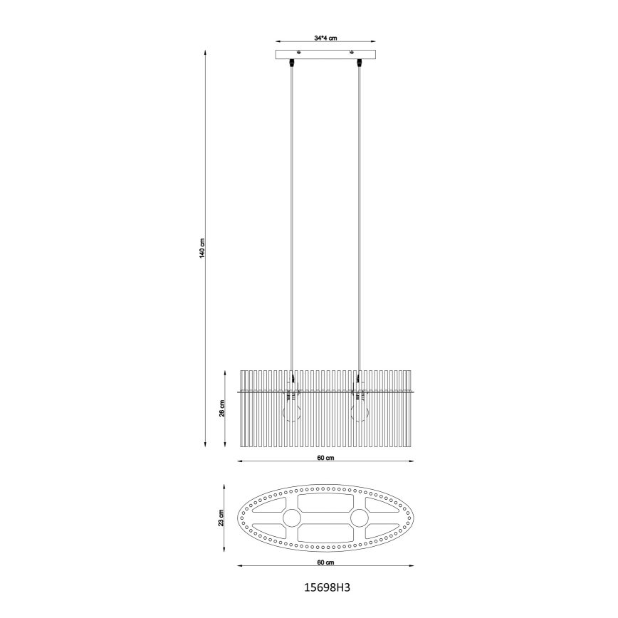 Globo - Luster na sajli 2xE27/60W/230V crna