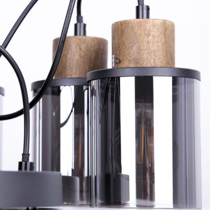 Globo - Luster na sajli 3xE27/15W/230V pr. 27 cm hrast