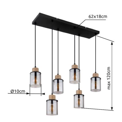 Globo - Luster na sajli 6xE27/15W/230V