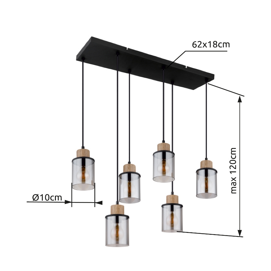 Globo - Luster na sajli 6xE27/15W/230V