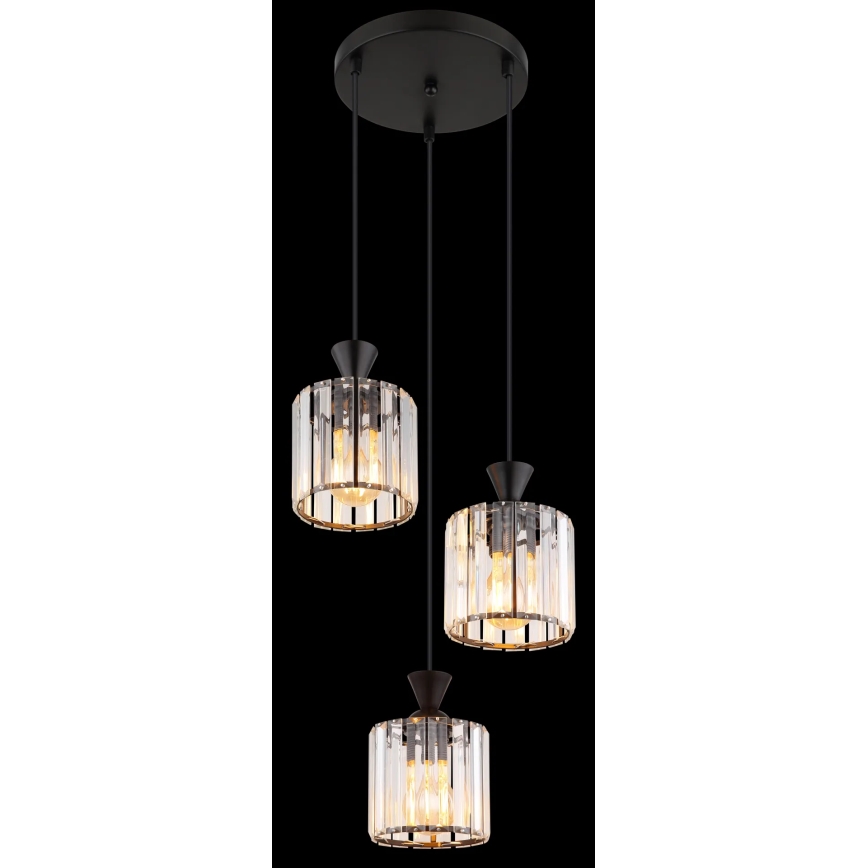 Globo - Luster na sajli 3xE27/60W/230V pr. 32 cm crna
