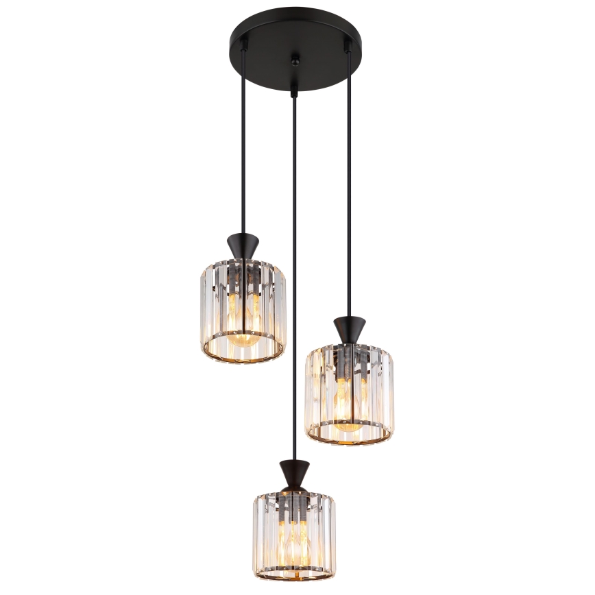 Globo - Luster na sajli 3xE27/60W/230V pr. 32 cm crna