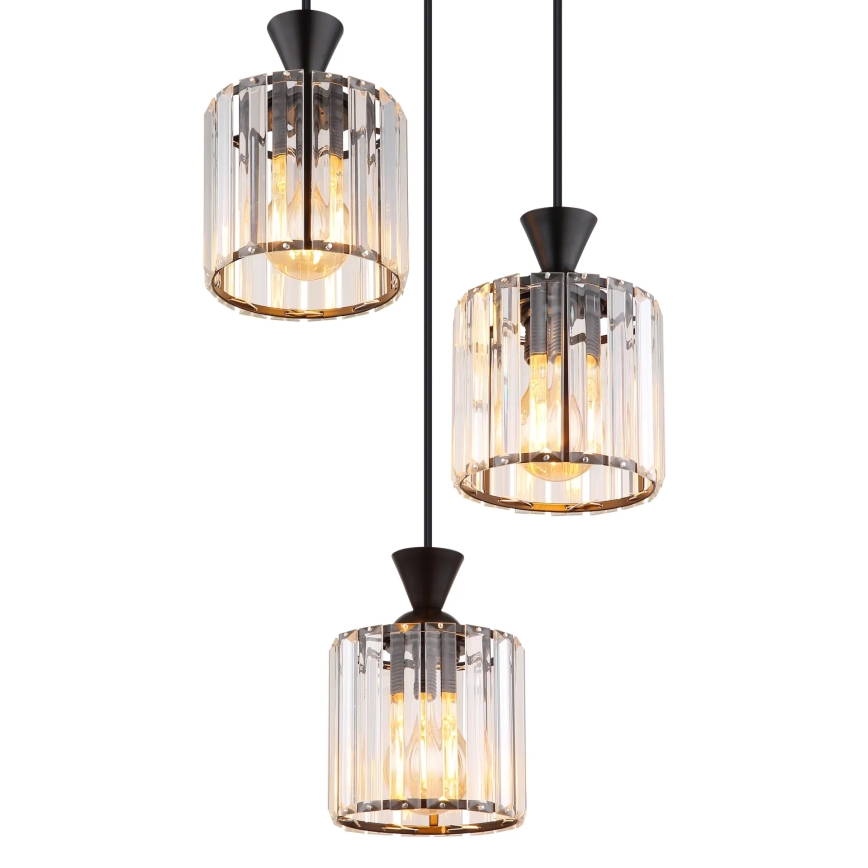 Globo - Luster na sajli 3xE27/60W/230V pr. 32 cm crna