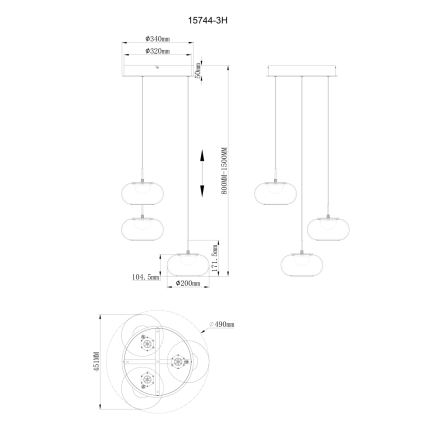 Globo - LED Luster na sajli 3xLED/6W/230V