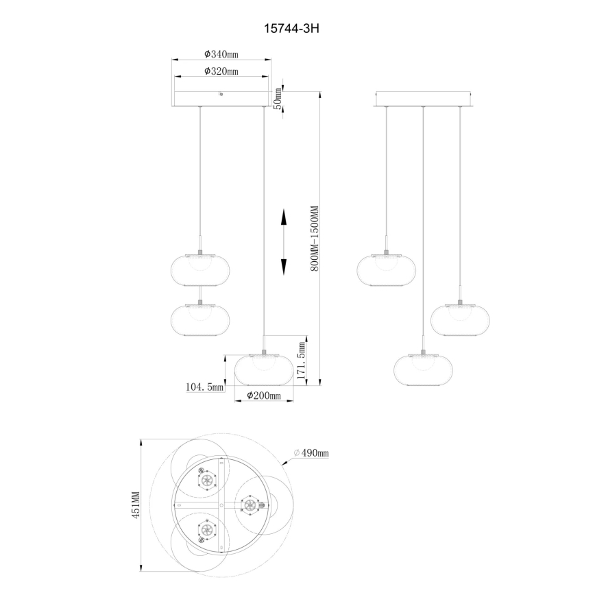 Globo - LED Luster na sajli 3xLED/6W/230V