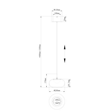 Globo - LED Luster na sajli LED/6W/230V crna