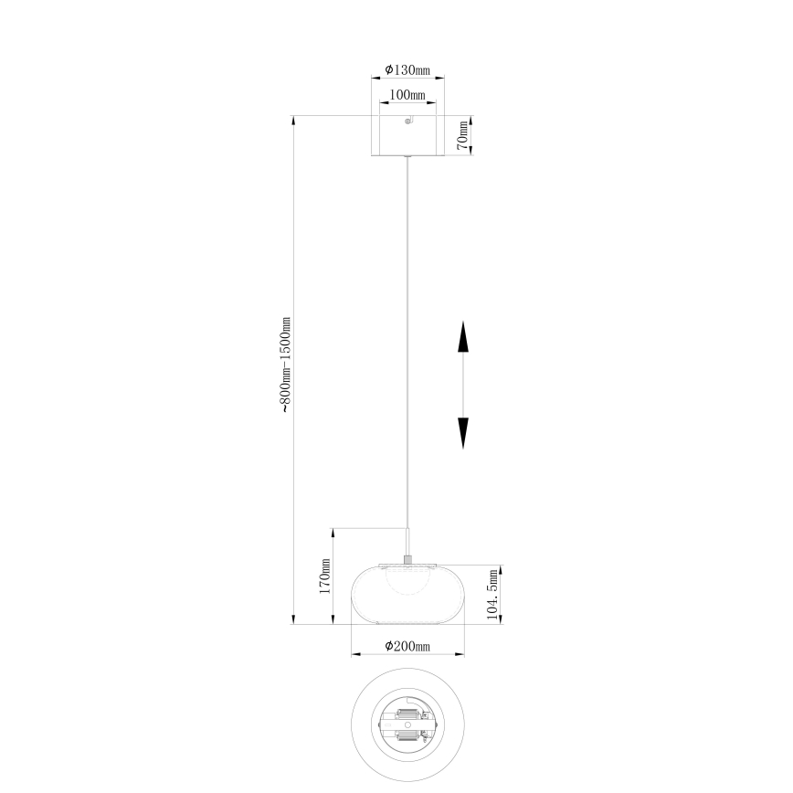 Globo - LED Luster na sajli LED/6W/230V crna