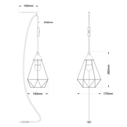 Globo - Luster s utikačem za utičnicu 1xE27/60W/230V