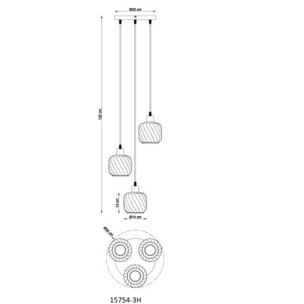 Globo - Luster na sajli 3xE27/25W/230V