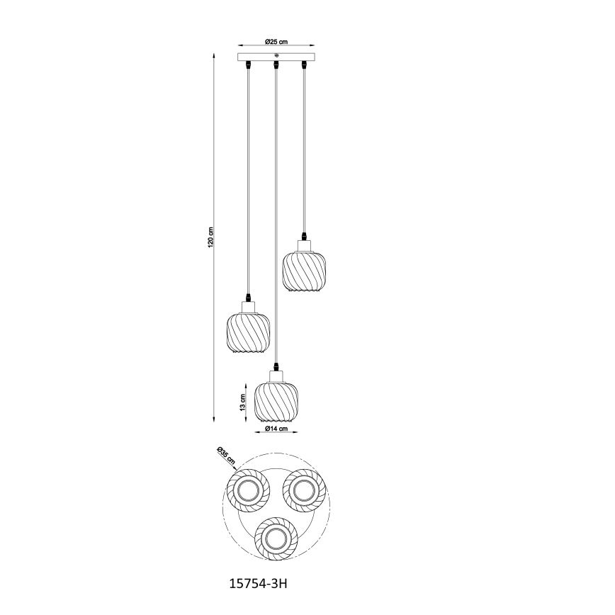 Globo - Luster na sajli 3xE27/25W/230V