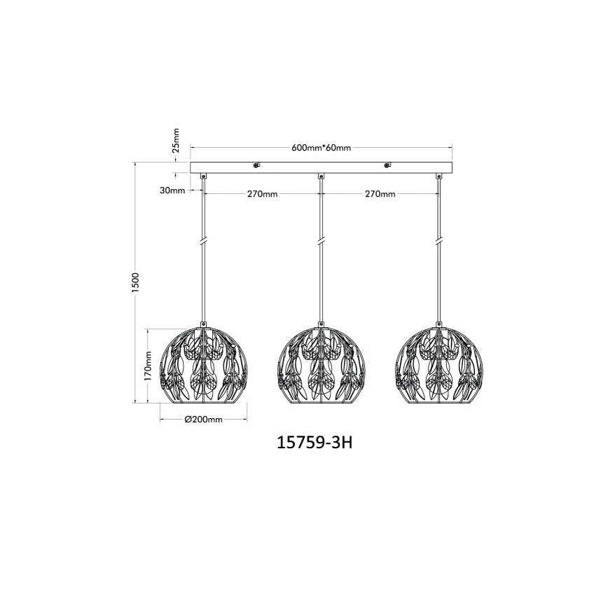 Globo - Luster na sajli 3xE27/40W/230V