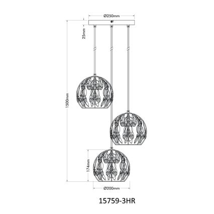 Globo - Luster na sajli 3xE27/40W/230V pr. 41 cm