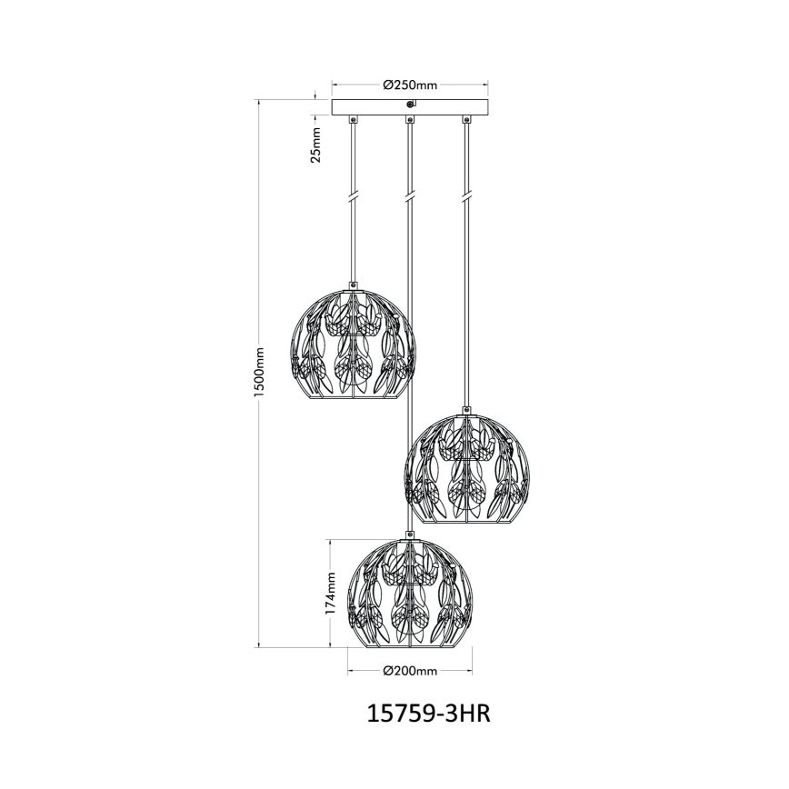 Globo - Luster na sajli 3xE27/40W/230V pr. 41 cm