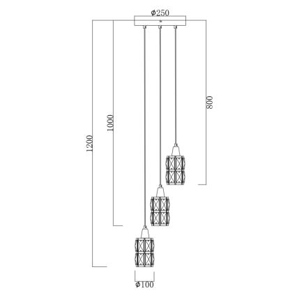 Globo 15760-3 - Kristalni luster na sajli WOLLI 3xE14/40W/230V