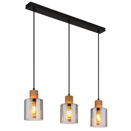 Globo - Luster na sajli 3xE27/25W/230V crna