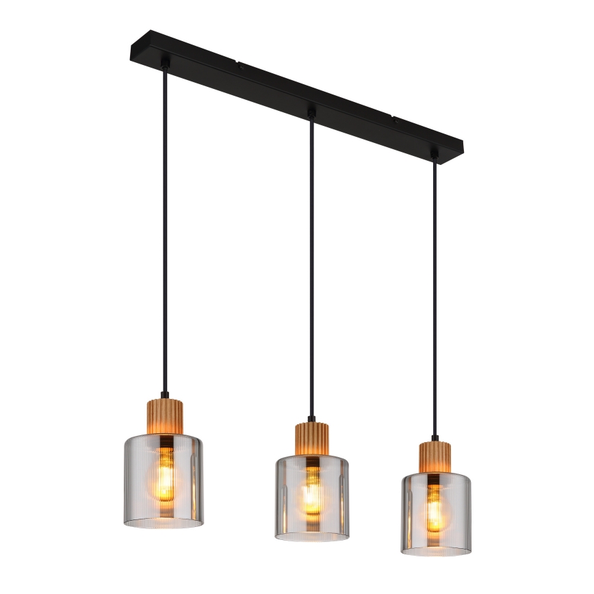 Globo - Luster na sajli 3xE27/25W/230V crna