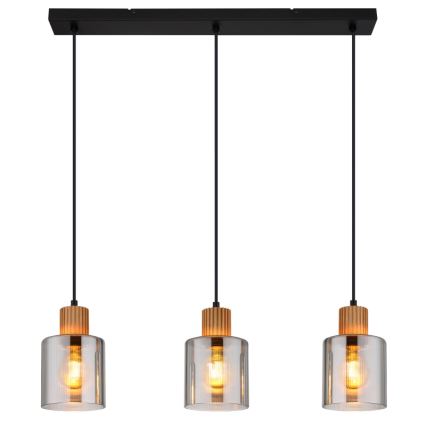 Globo - Luster na sajli 3xE27/25W/230V crna