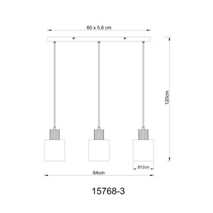 Globo - Luster na sajli 3xE27/25W/230V crna