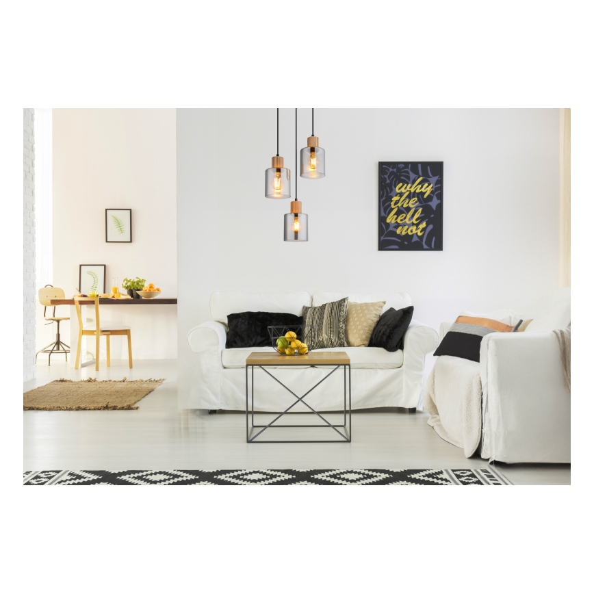 Globo - Luster na sajli 3xE27/25W/230V crna pr. 30 cm