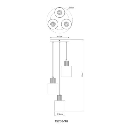 Globo - Luster na sajli 3xE27/25W/230V crna pr. 30 cm