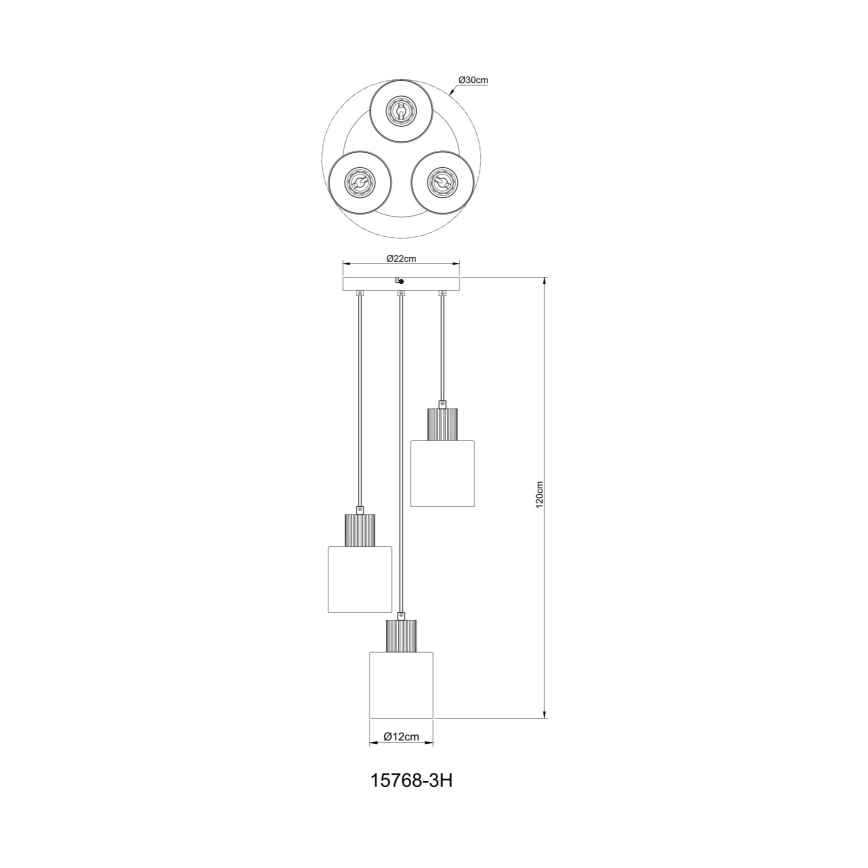Globo - Luster na sajli 3xE27/25W/230V crna pr. 30 cm