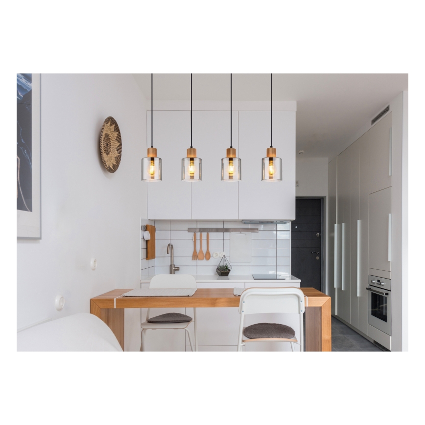 Globo - Luster na sajli 4xE27/25W/230V crna
