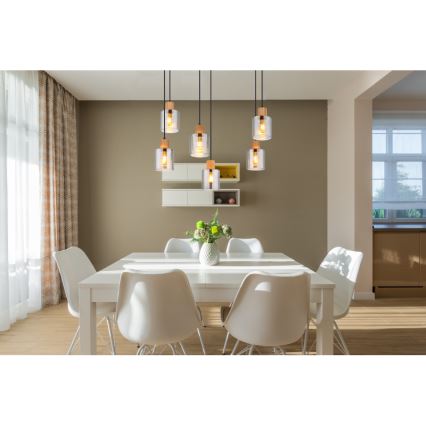 Globo - Luster na sajli 6xE27/25W/230V crna