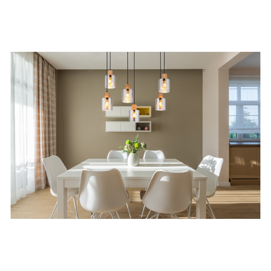 Globo - Luster na sajli 6xE27/25W/230V crna