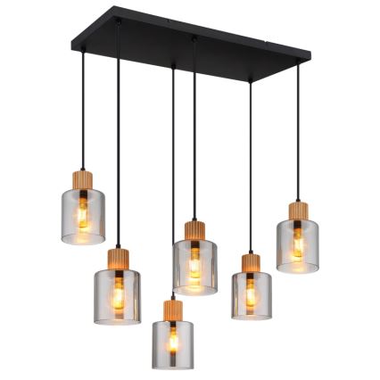Globo - Luster na sajli 6xE27/25W/230V crna