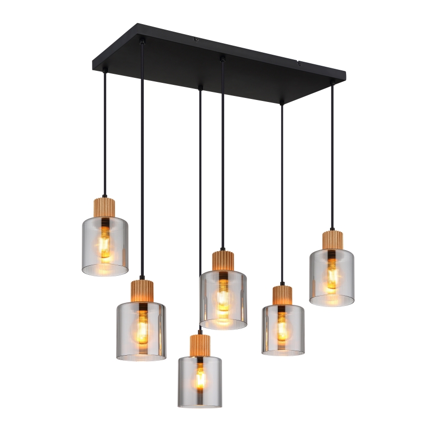 Globo - Luster na sajli 6xE27/25W/230V crna