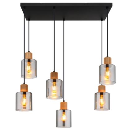 Globo - Luster na sajli 6xE27/25W/230V crna