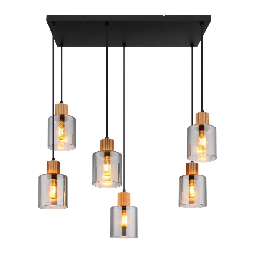 Globo - Luster na sajli 6xE27/25W/230V crna