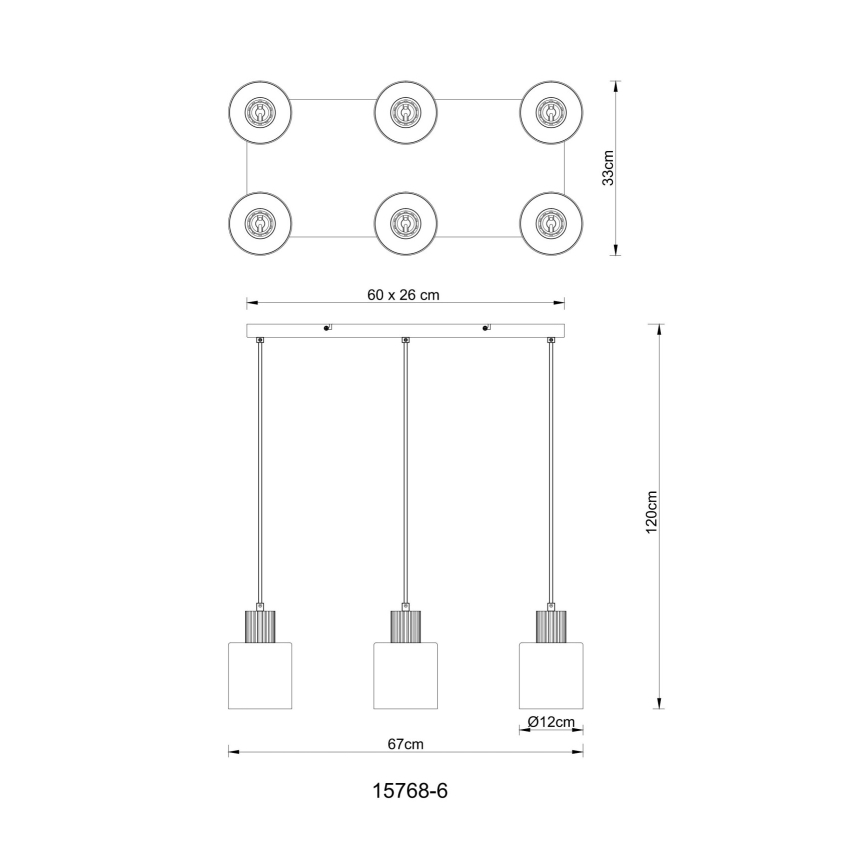 Globo - Luster na sajli 6xE27/25W/230V crna
